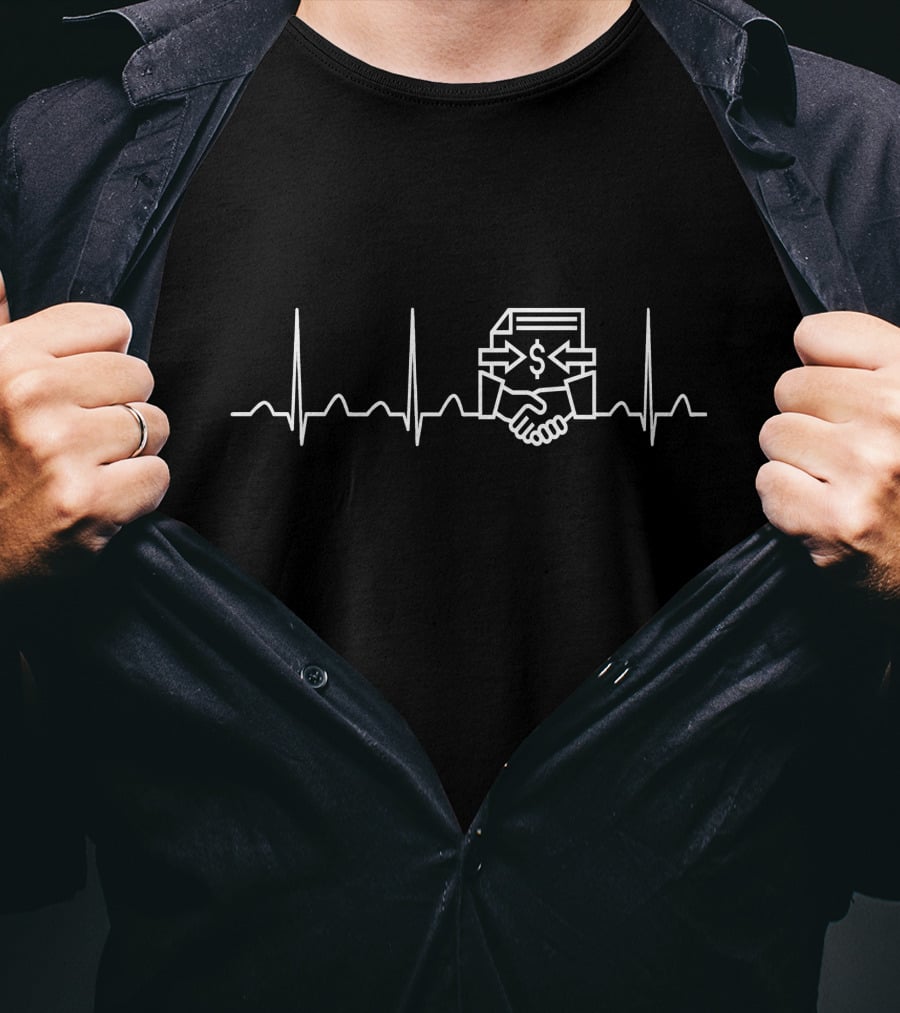 Escrow Officer's Heartbeat Pulse Contract Dollar Handshake T-Shirt