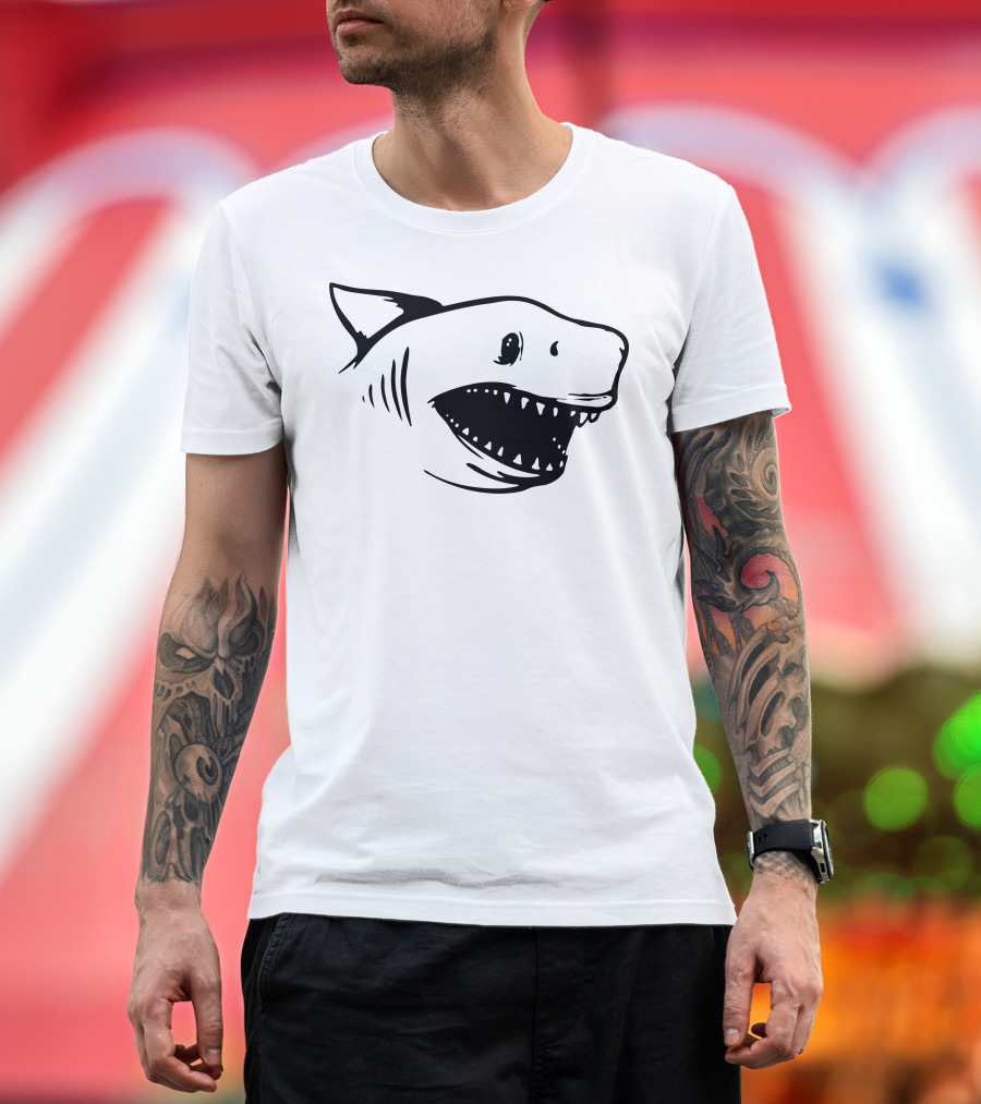 Ask Me About My Shark Grinning Shark Head T-Shirt