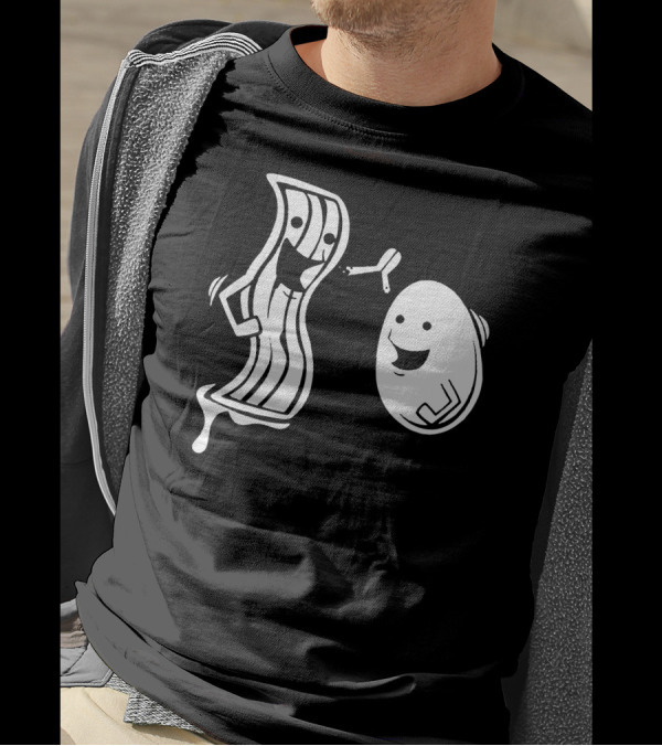 Bacon And Eggs Happy Comic Character Breakfast Duo T-Shirt