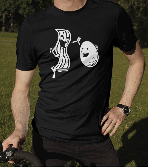 Bacon And Eggs Happy Comic Character Breakfast Duo T-Shirt