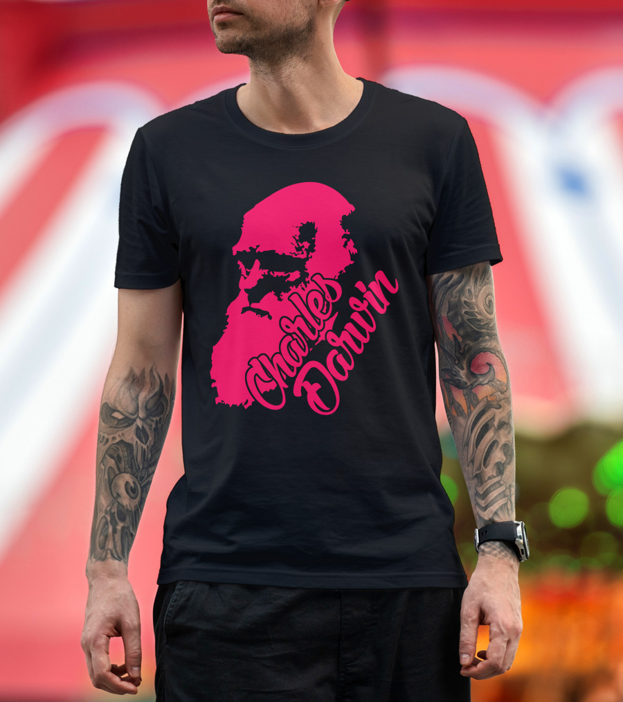 Charles Darwin Retro Pink T-Shirt