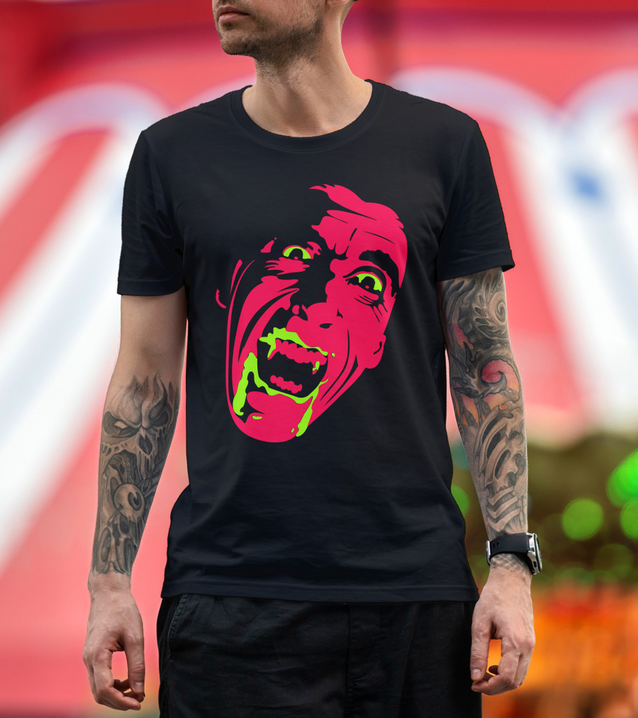 Prince Of Darkness Dracula Neon Horror Face T-Shirt