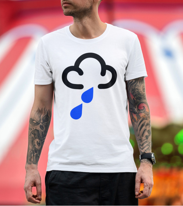 Premium T-Shirt: Rain Cloud with Blue Droplets T-Shirt Rain Cloud with Blue Droplets T-Shirt