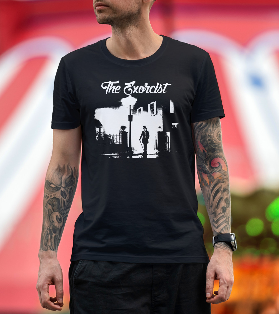 The Exorcist Movie Classic Scene 1973 Regan's House Shadowed Priest T-Shirt