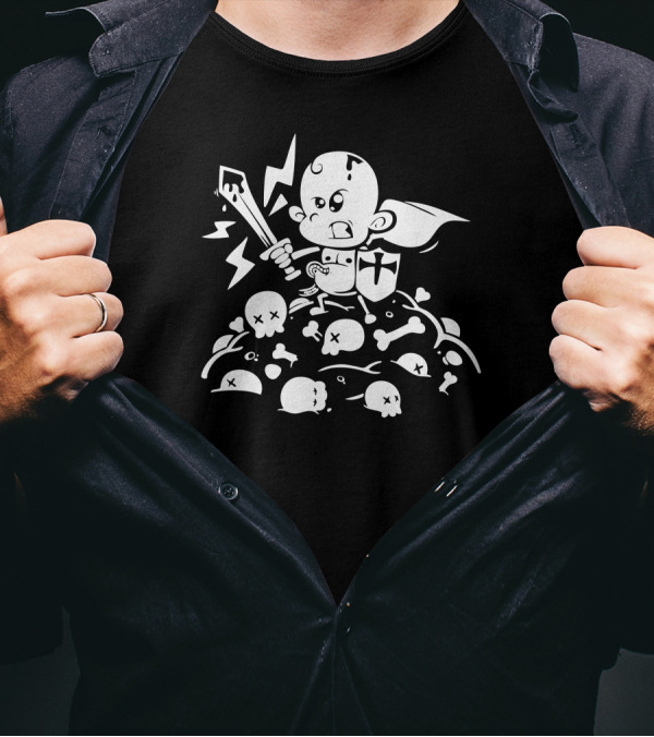 There Can Be Only One Geek Maternity Warrior Baby On Skulls Battleground T-Shirt