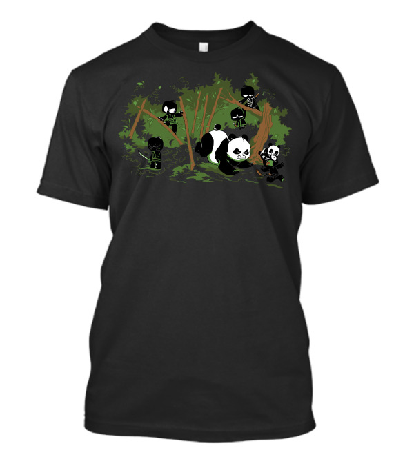 Unstealthiest Ninja Pandas In Forest Attack Scene T-Shirt