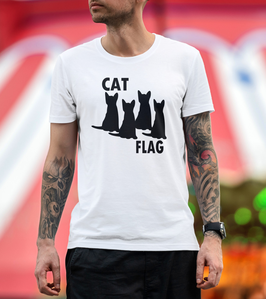 Cat Flag Black Flag Parody Four Cats T-Shirt
