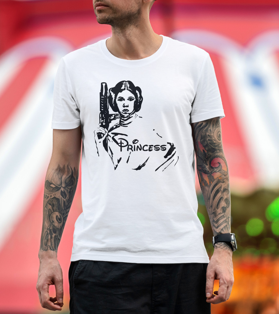Princess Leia Holding Blaster Sketch T-Shirt