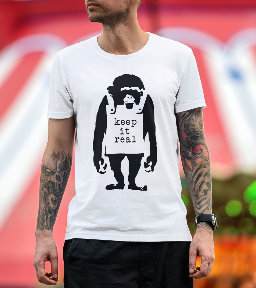 Banksy Keep It Real Monkey Stencil T-Shirt