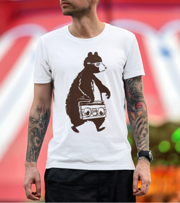 Premium T-Shirt: Bare Necessity Bear with Boombox T-Shirt Bare Necessity Bear with Boombox T-Shirt