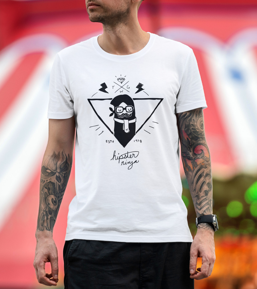 Hipster Ninja ESTD 1978 YWG Diamond Lightning T-Shirt