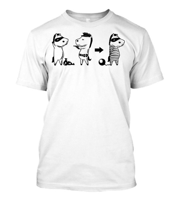 How Zebra Get His Stripe Prisoner Evolution Comic Style Crime Scene T-Shirt