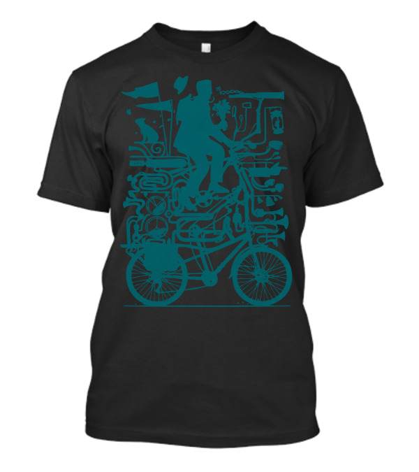 Keep It Simple Stupid Bicycle Man With Musical Instruments And Cat T-Shirt