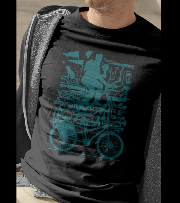 Keep It Simple Stupid Bicycle Man With Musical Instruments And Cat T-Shirt