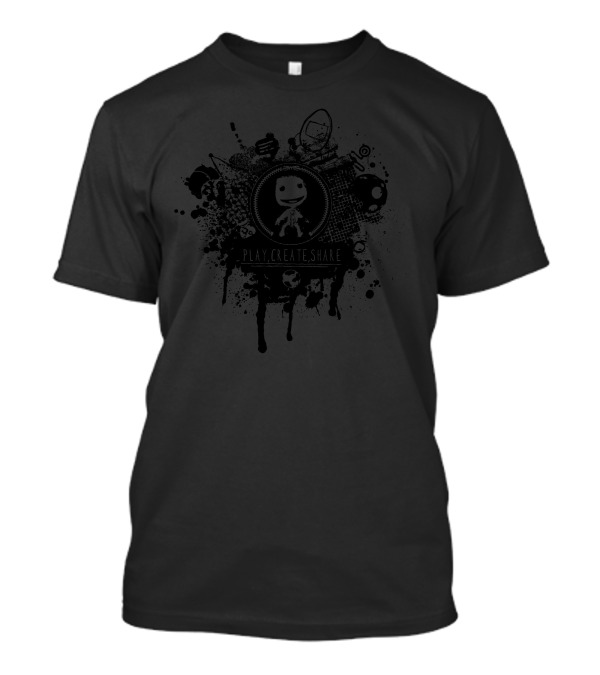 LittleBigPlanet Play Create Share Sackboy Black Grunge Explosion T-Shirt