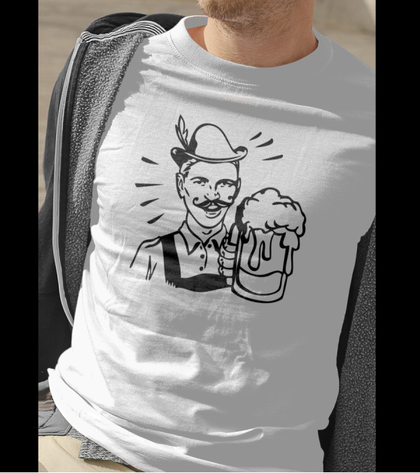 Retro Bavarian Man Cheers With Beer Mug T-Shirt
