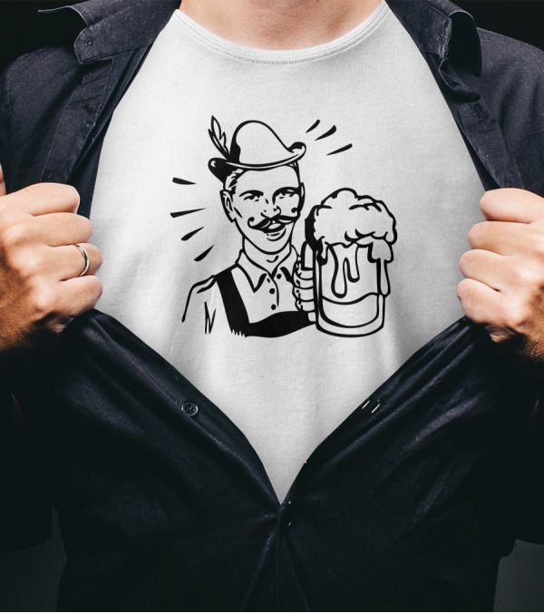 Retro Bavarian Man Cheers With Beer Mug T-Shirt