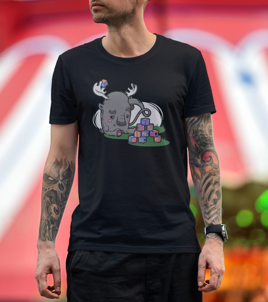 Moosing Block Antlered Creature Playing with Alphabet Cubes T-Shirt