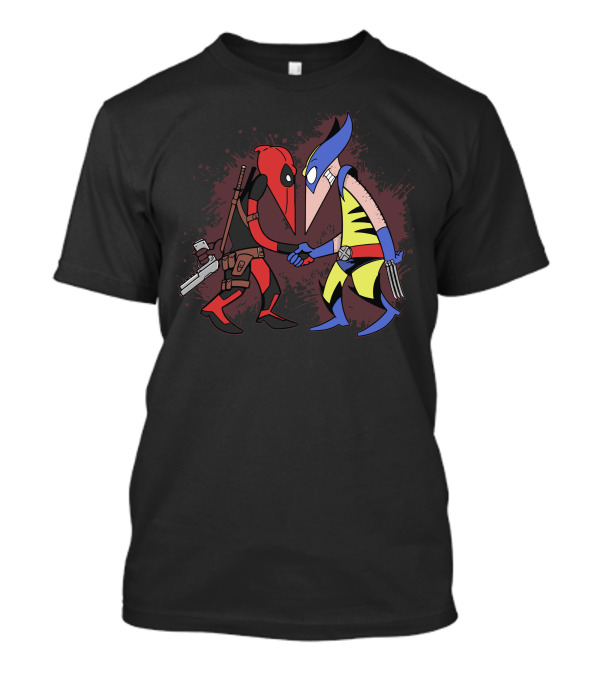 Mutant V Mutant Showdown: Chimichanga Ninja Versus Clawed Avenger Handshake T-Shirt