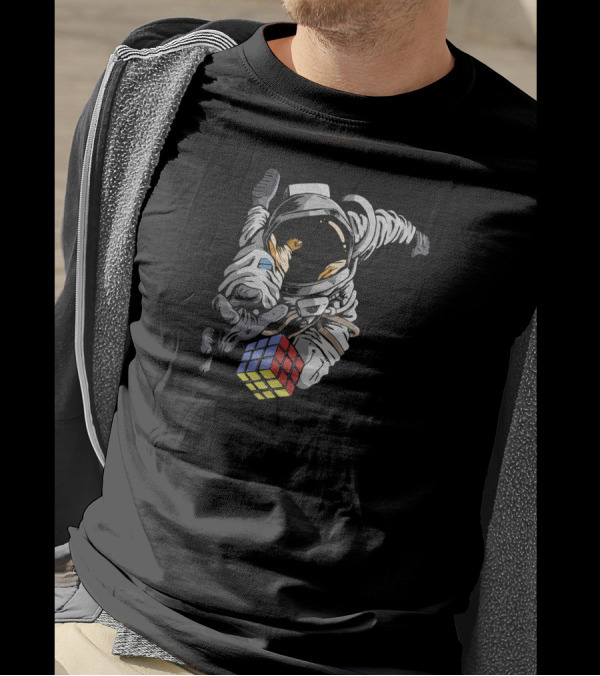 Reach For The Solution: Astronaut With Rubik's Cube T-Shirt