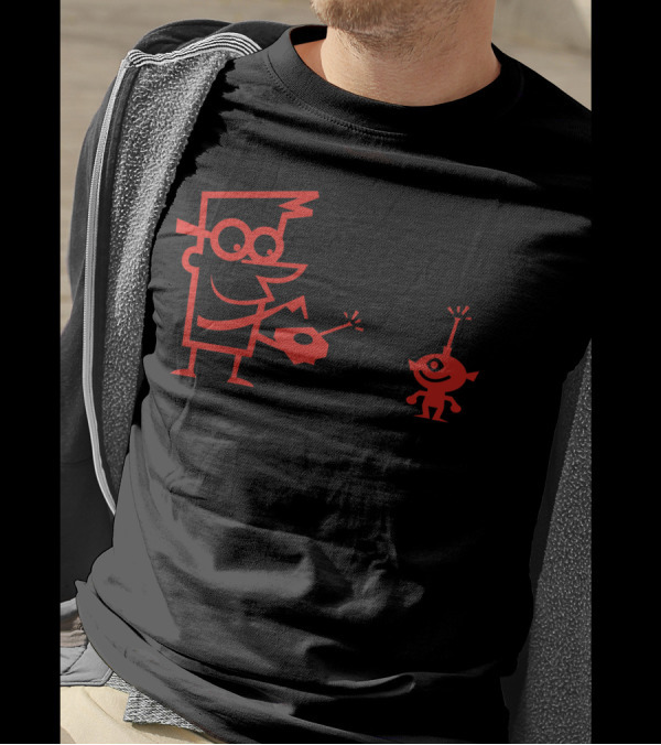 Robot Control Retro Cartoon Figure With Remote And Bleep-Bloop Companion T-Shirt