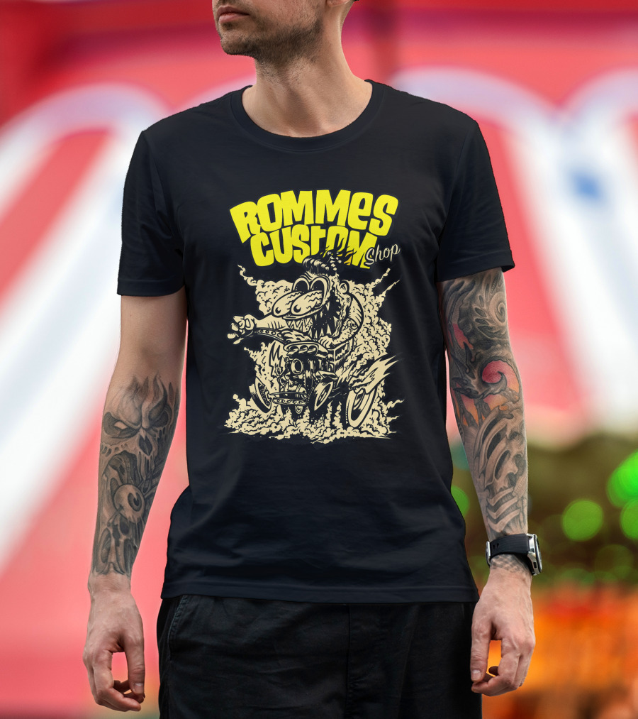 ROMMES CUSTOM SHOP Hot Rod Cartoon T-Shirt