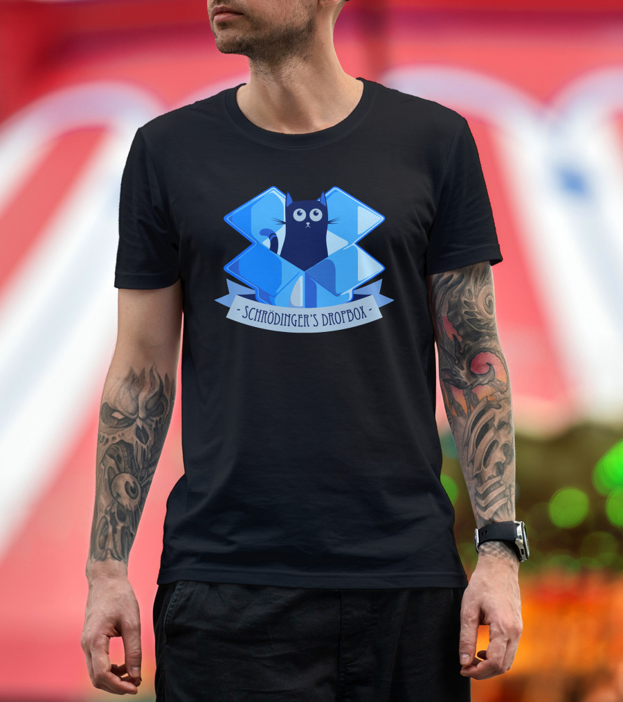 Schrodinger's Dropbox Box Cat Paradox T-Shirt