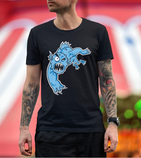 Premium T-Shirt: Sea Monster Cartoon Creature with Claws and Fangs T-Shirt Sea Monster Cartoon Creature with Claws and Fangs T-Shirt