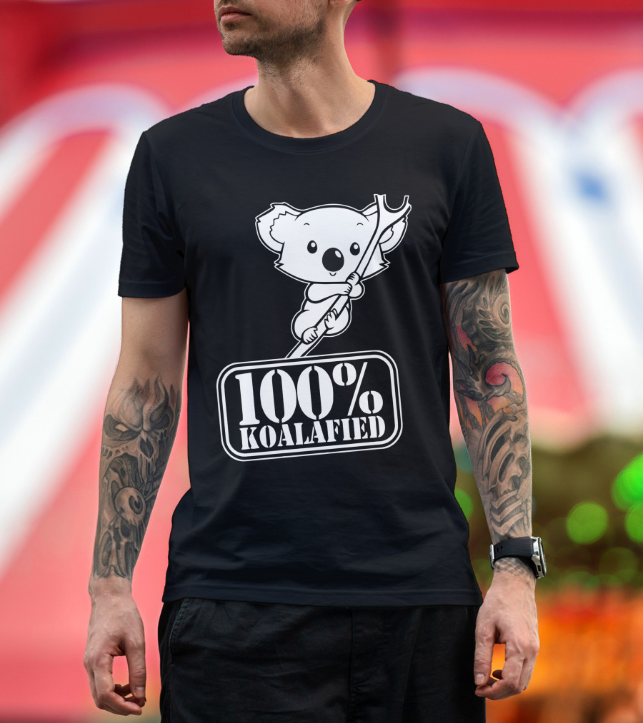 100% Koalafied Cute Koala Cartoon Holding Wrench T-Shirt
