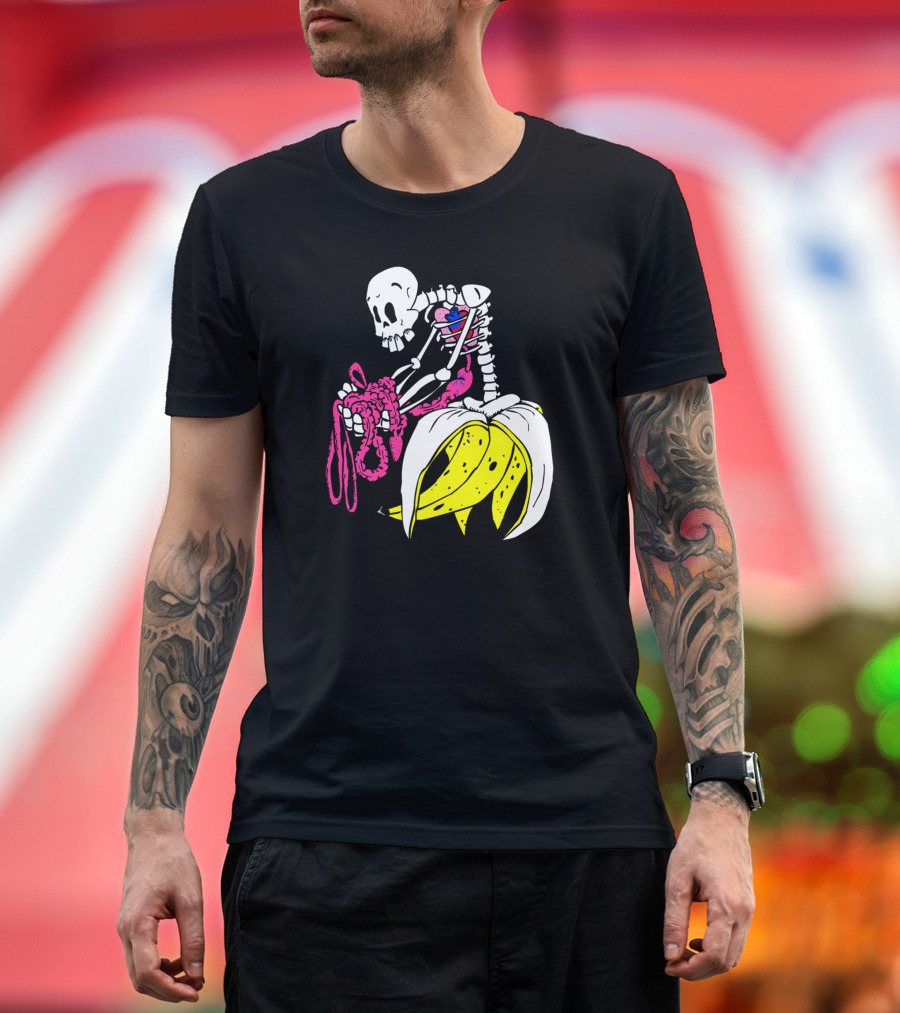 Banana Skeleton with Heart and Guts Digital T-Shirt