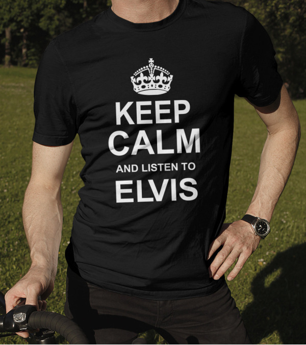 Keep Calm And Listen To Elvis Crown Icon Inspiration T-Shirt