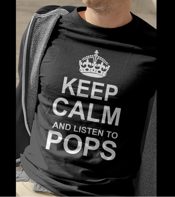 KEEP CALM AND LISTEN TO POPS Crown Motif T-Shirt