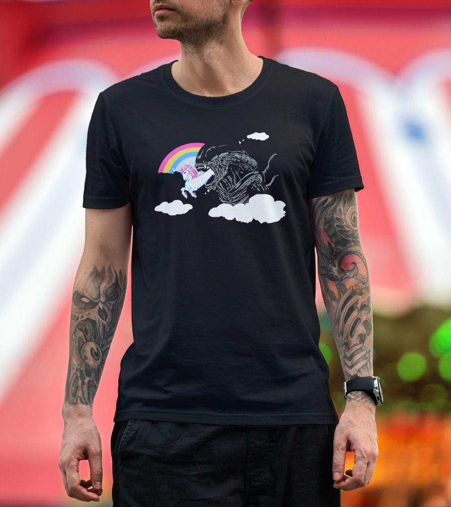 Alien Unicorn Rainbow Encounter Fantasy T-Shirt