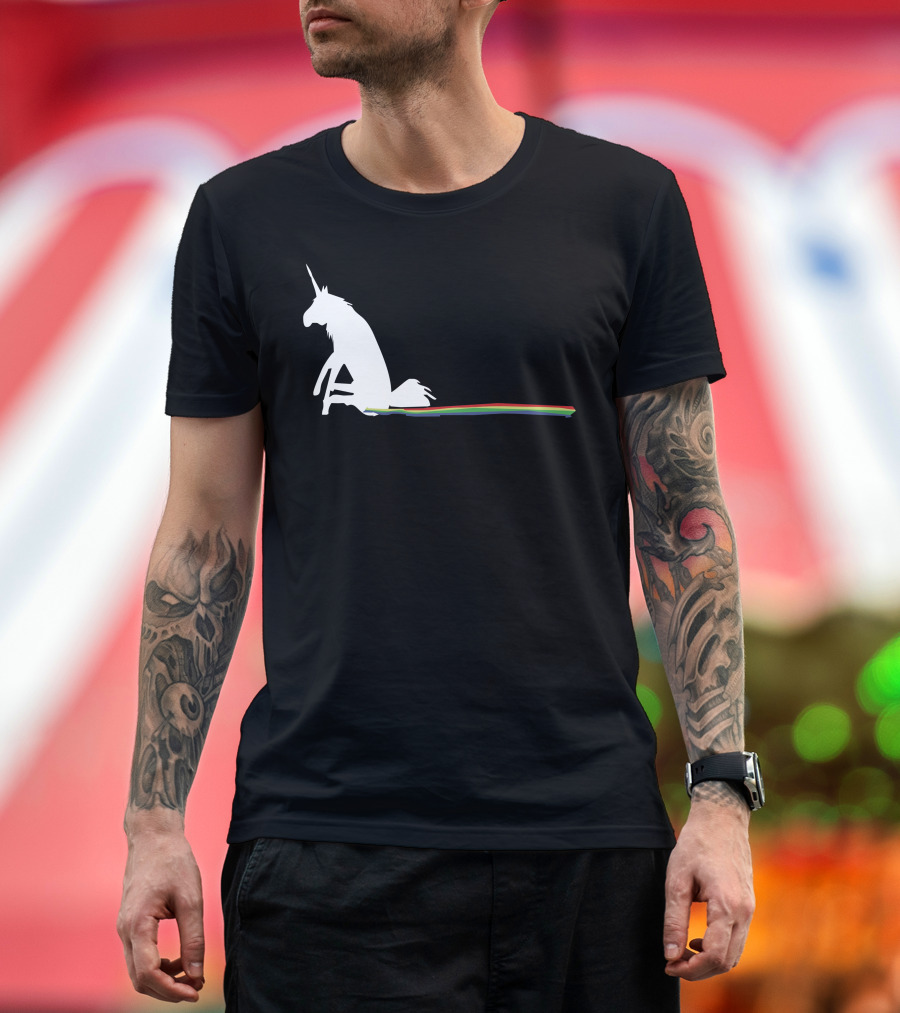 Unicorn Leaving a Rainbow Trail While Sitting T-Shirt