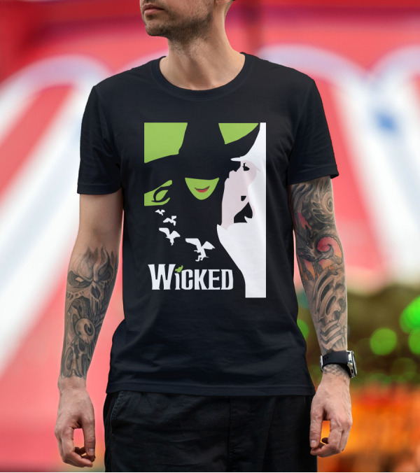 Premium T-Shirt: Wicked Broadway Musical Wizard of Oz Green Witch White T-Shirt Wicked Broadway Musical Wizard of Oz Green Witch White T-Shirt