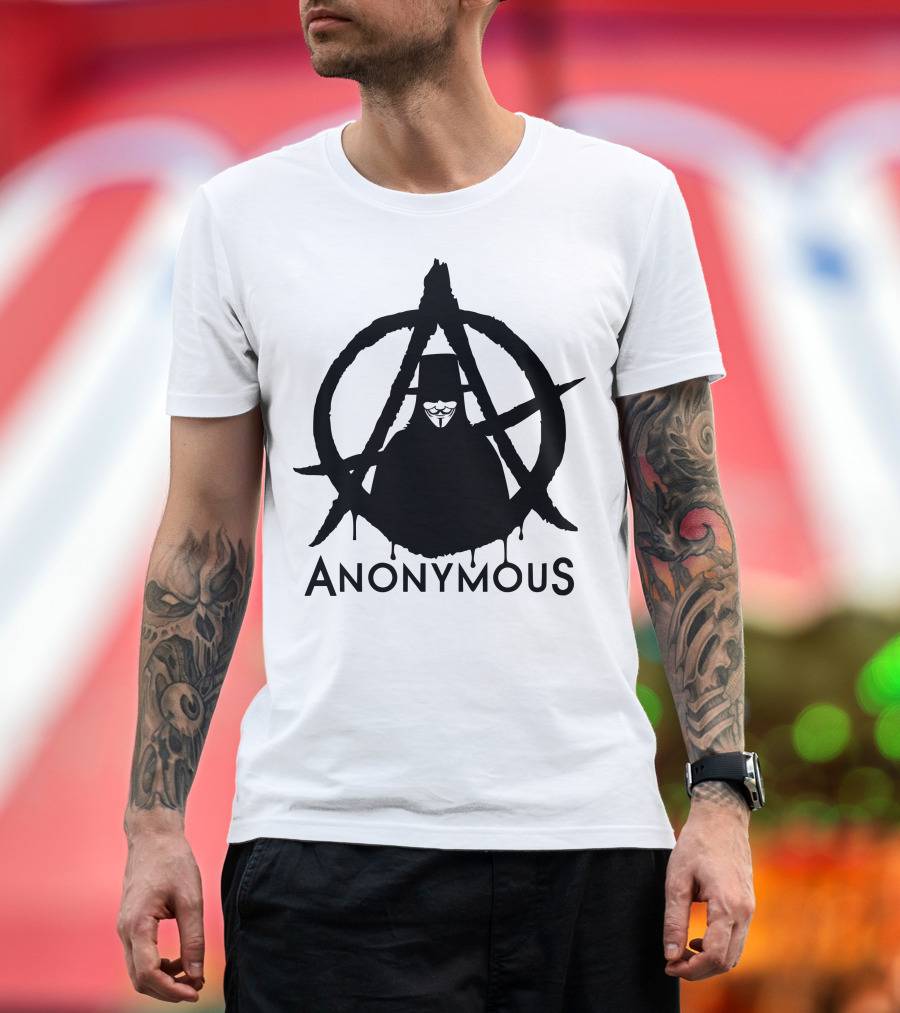 Anarchy Symbol with Guy Fawkes Mask Anonymous T-Shirt