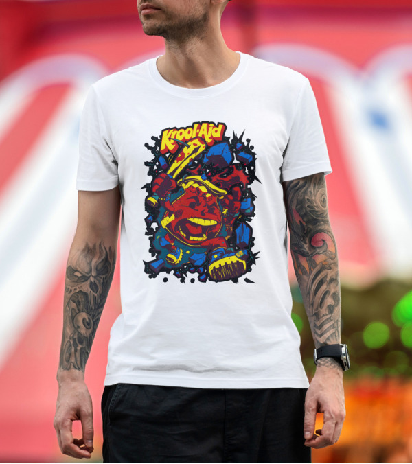 Premium T-Shirt: Krool Aid Rampaging Cartoon Bat Smash Explosion Comic T-Shirt Krool Aid Rampaging Cartoon Bat Smash Explosion Comic T-Shirt