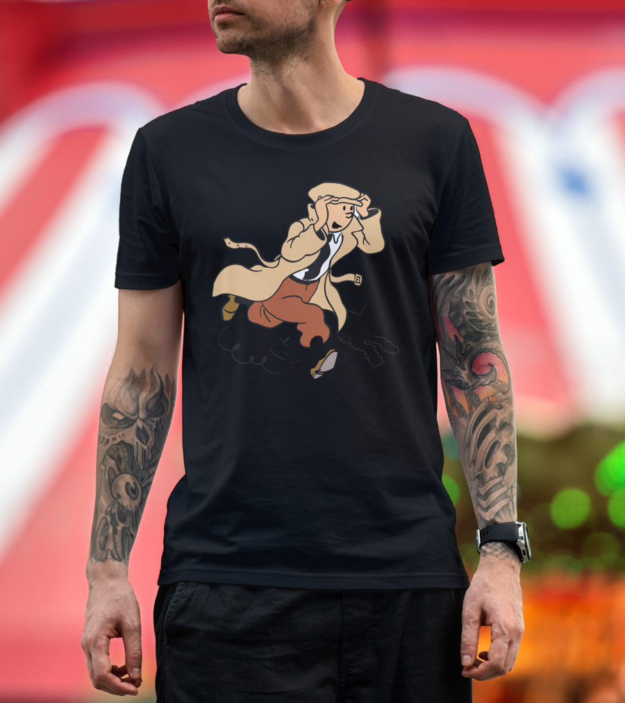 Tintin and Snowy Adventure Running Iconic Scene T-Shirt