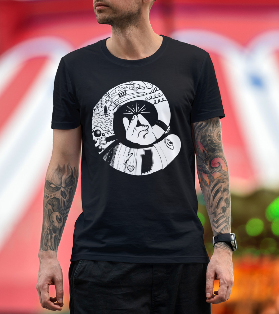 Aw Snap Hand Gesture with Cosmic Symbols and Abstract T-Shirt