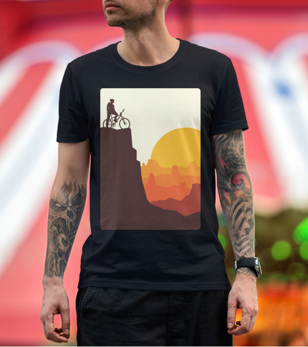 Premium T-Shirt: Break On The Mountain Sunset Cyclist Adventure T-Shirt Break On The Mountain Sunset Cyclist Adventure T-Shirt