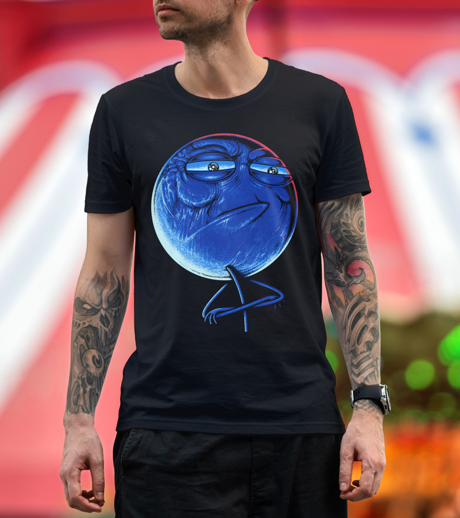 Challenge Accepted Meme Face Red Blue Outline T-Shirt