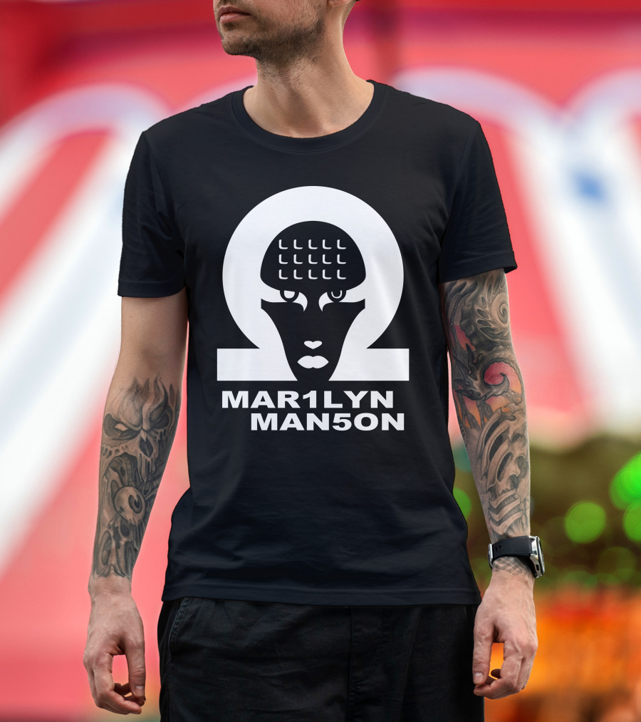 MAR1LYN MAN5ON Omega Symbol Face T-Shirt