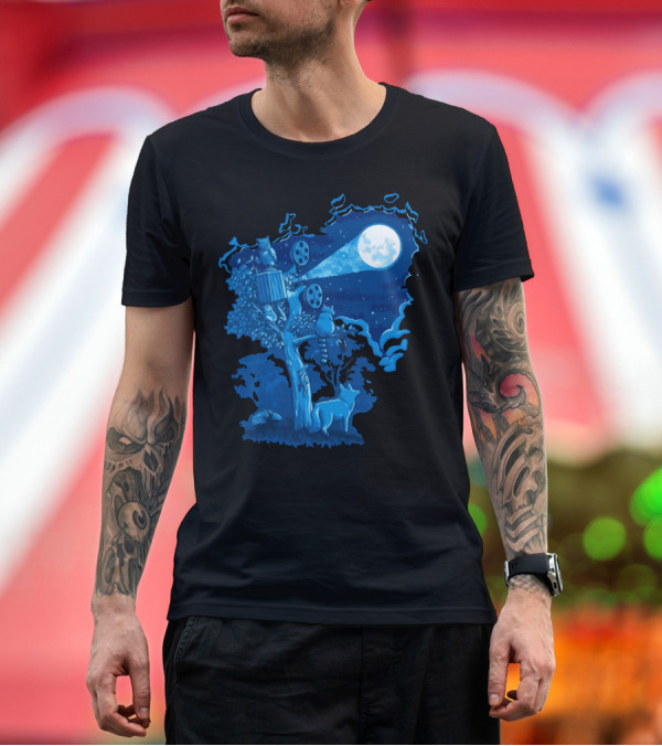 Premium T-Shirt: Night Sky Projector Forest Creatures Enchanted Moonlit Scene T-Shirt Night Sky Projector Forest Creatures Enchanted Moonlit Scene T-Shirt