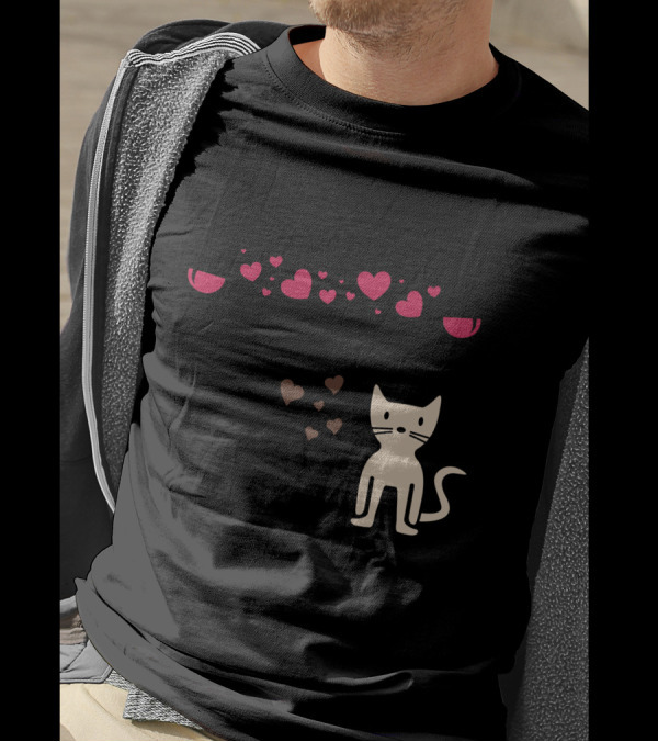 All I Need Is Wine And My Cat With Hearts And Glasses T-Shirt