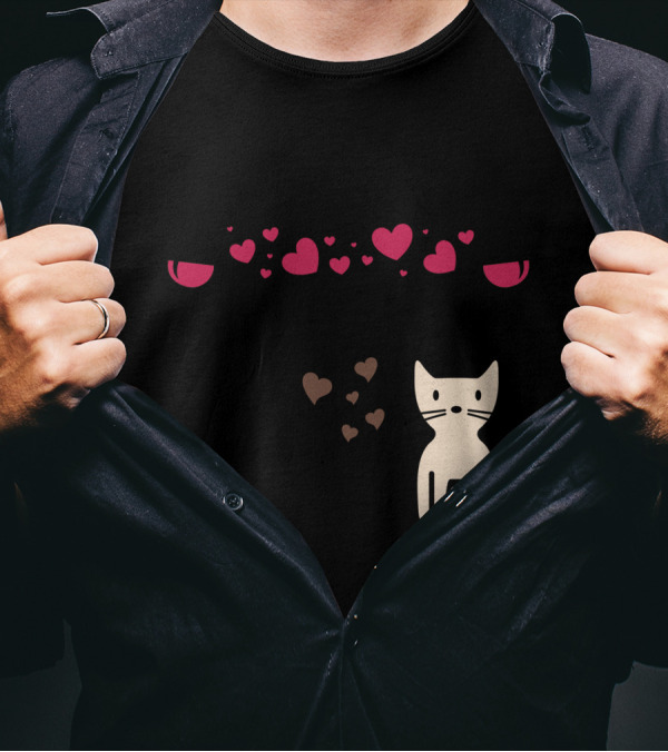 All I Need Is Wine And My Cat With Hearts And Glasses T-Shirt