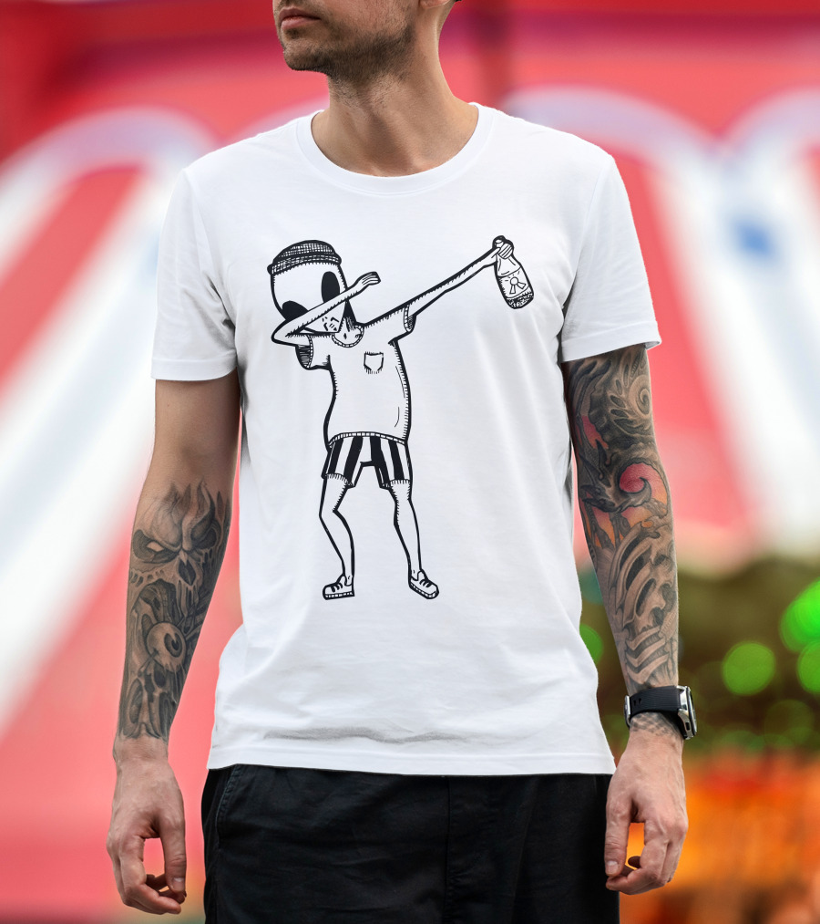 Dab Alamo Alien Dabbing with Bottle in Hand T-Shirt