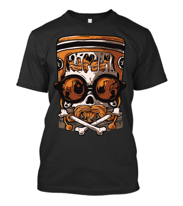 Nerd Skull With Glasses And Mustache Crossbones T-Shirt