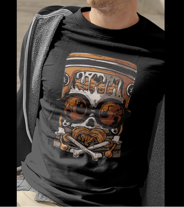 Nerd Skull With Glasses And Mustache Crossbones T-Shirt