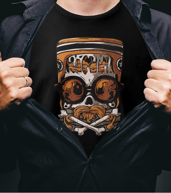 Nerd Skull With Glasses And Mustache Crossbones T-Shirt