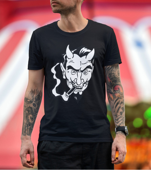 Premium T-Shirt: No Sympathy For The Devil Smoking Horned Fiend T-Shirt No Sympathy For The Devil Smoking Horned Fiend T-Shirt
